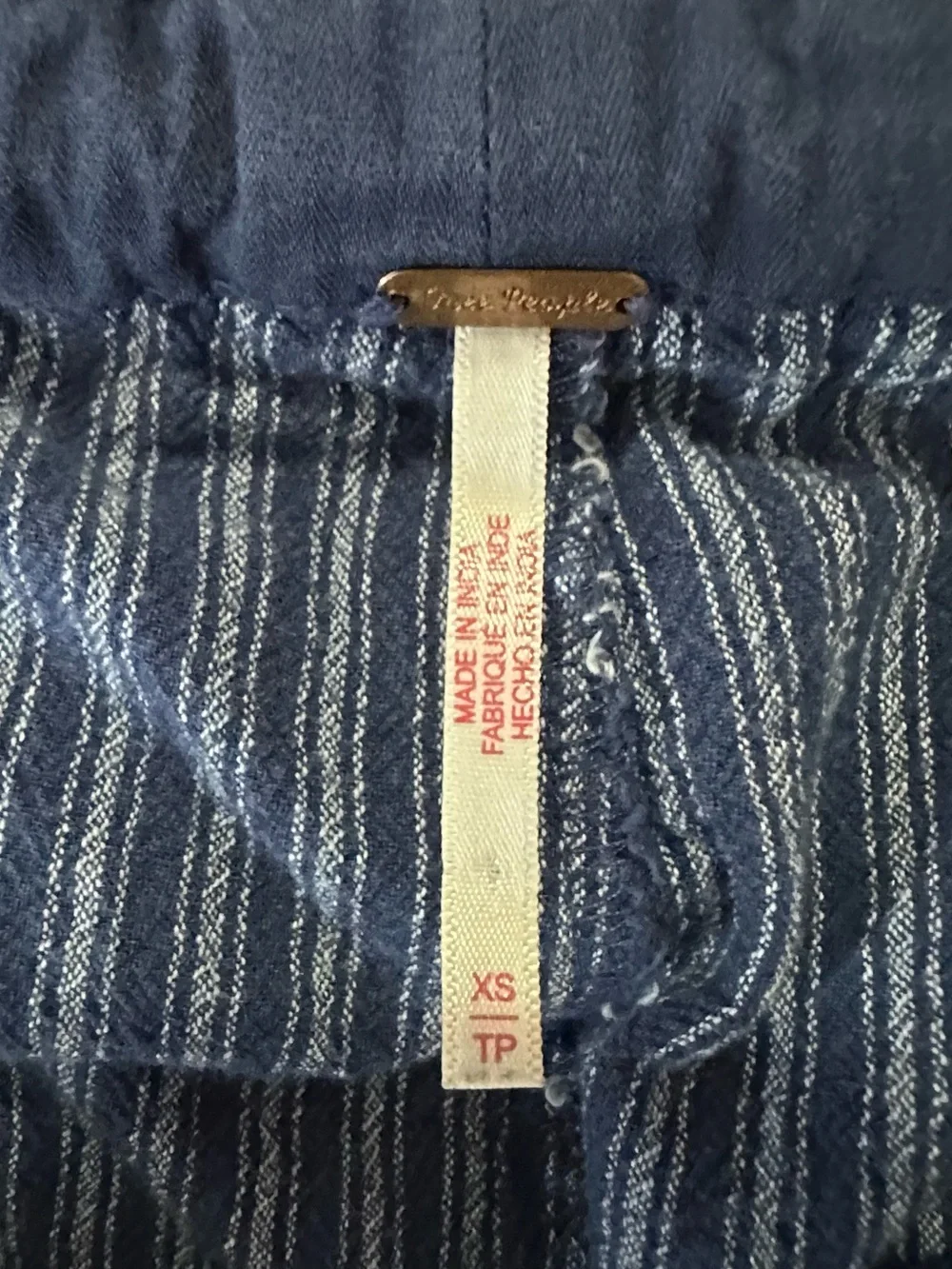 Free People Runyon Oversized Stripe Harem Drop Crotch Blue Cropped Pants